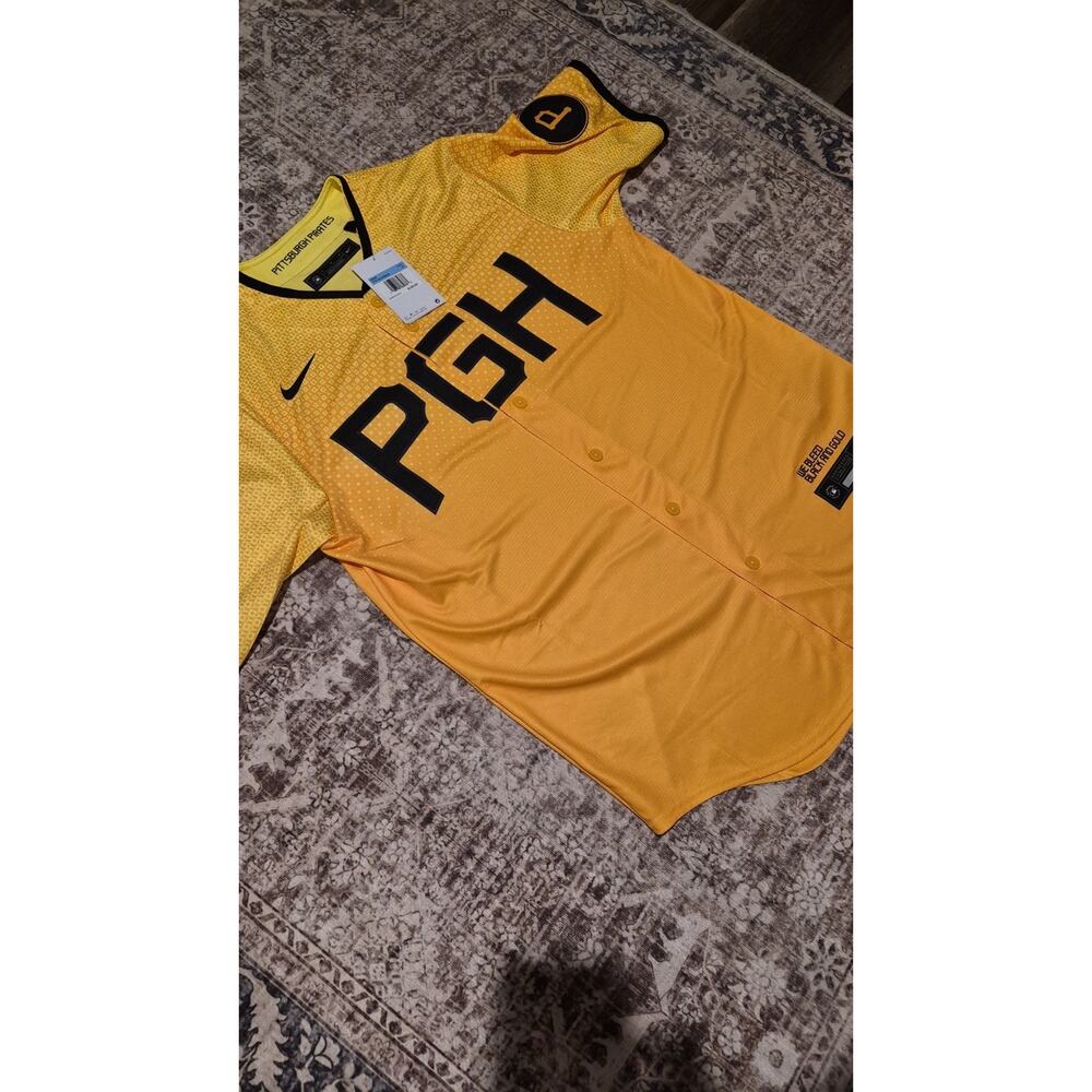 Nike Pittsburgh Pirates City Connect Jersey Mens M Yellow PGH MLB NWT - Picture 5 of 14
